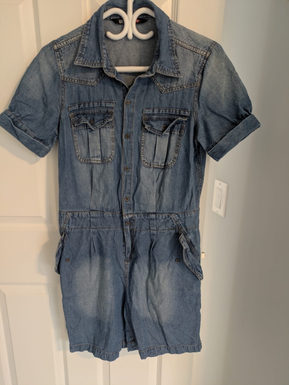 Denim Romper - Light Blue